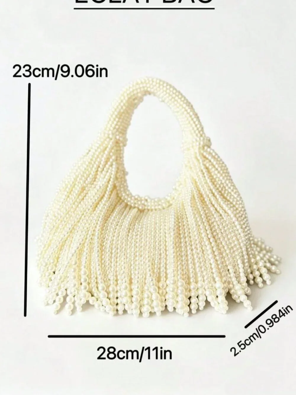 Beige Glamorous Women's  Faux Pearl Beads Bag